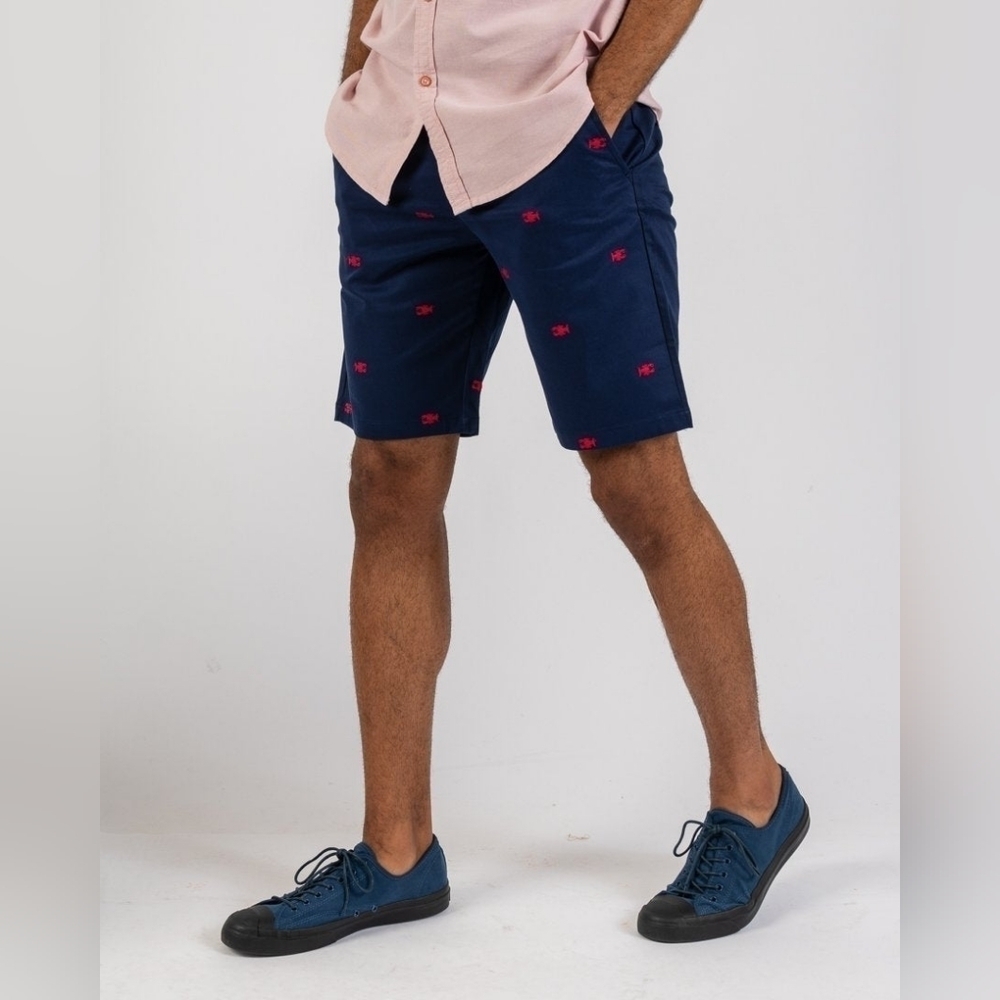 Alexander Julian Navy Blue Flat Front Lobster Shorts Size 30 NWT